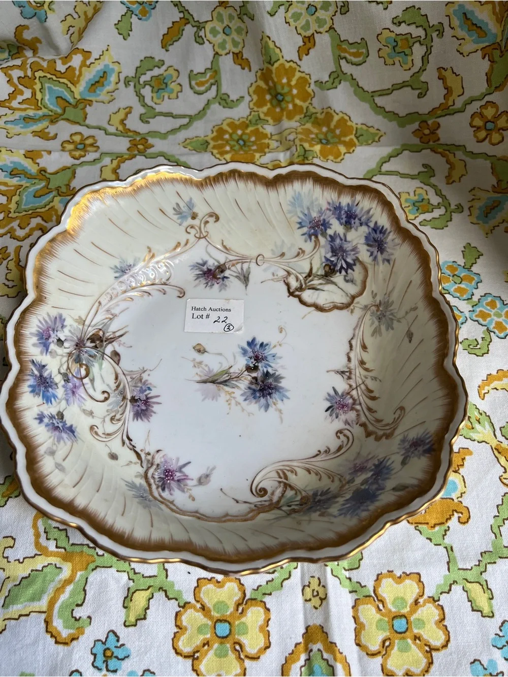 Vintage Porcelain Nymphenburg Scalloped Floral Decorative Bowl